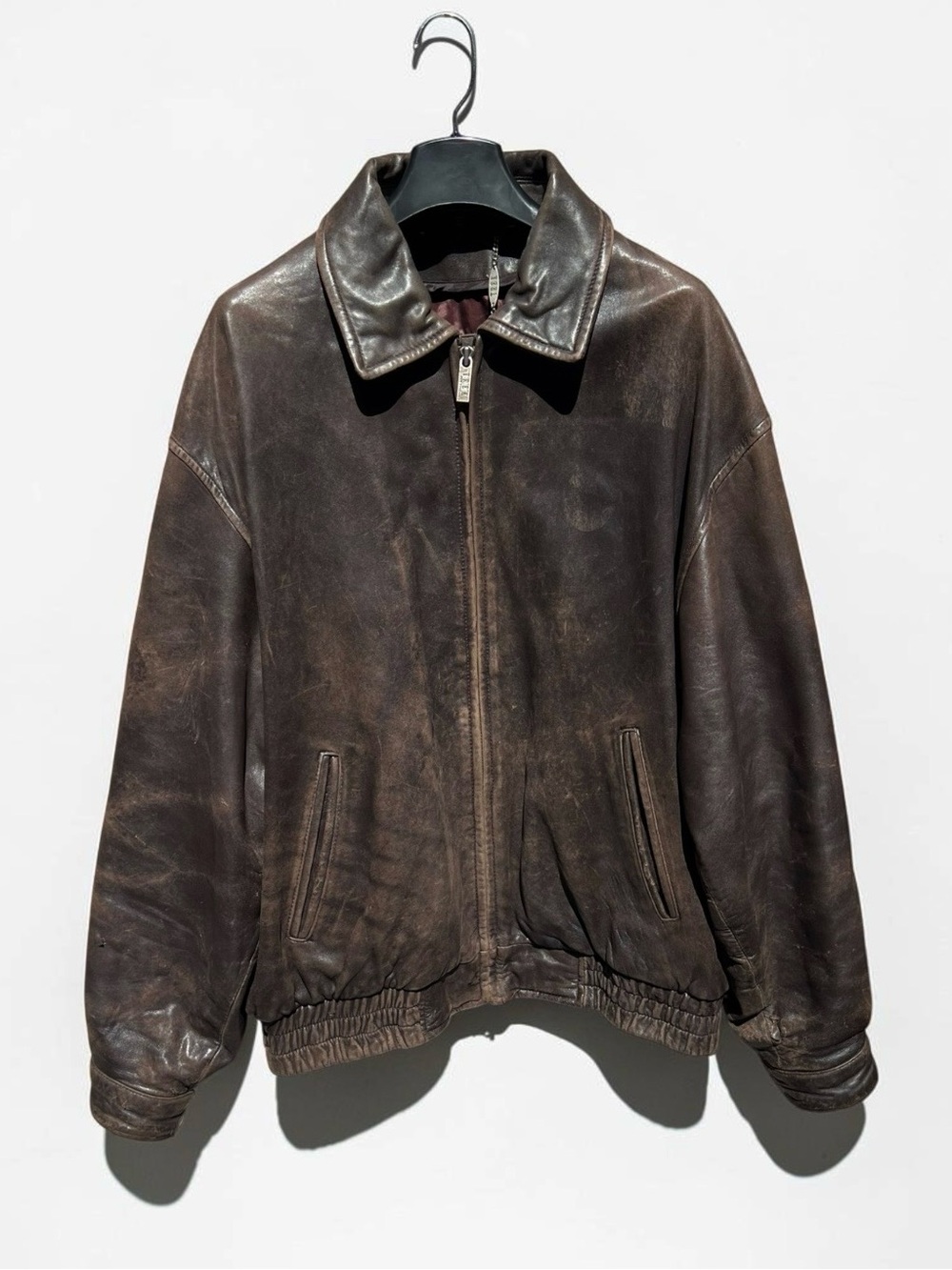 🌻Vintage TREK New York Leather Distressed Flight Bomber Jacket Mens XL (READ!!)